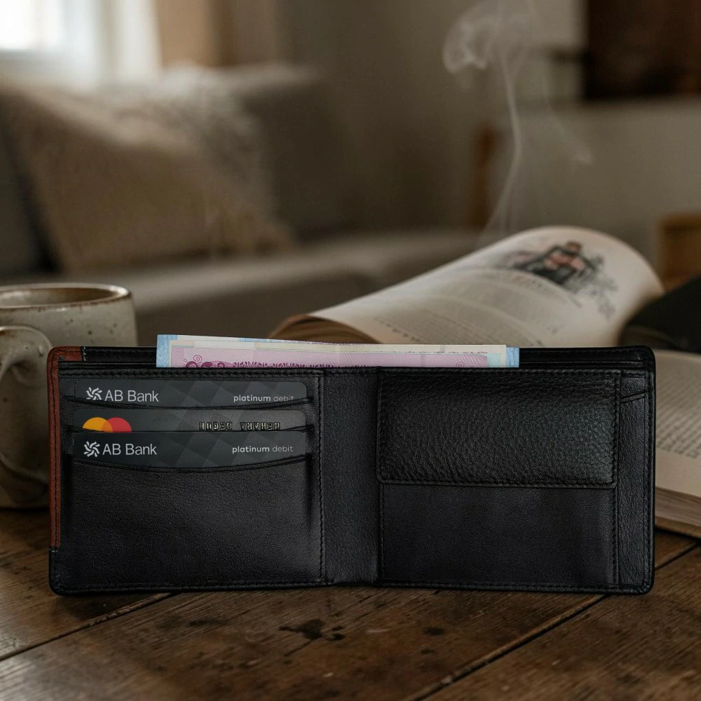 Zays Handcrafted Premium Leather Bifold Short Wallet - W109 - Image 8