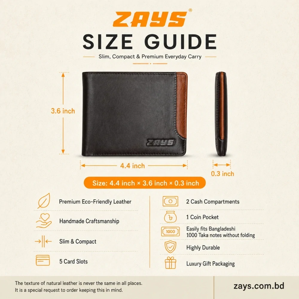 Zays Handcrafted Premium Leather Bifold Short Wallet - W109 - Image 4