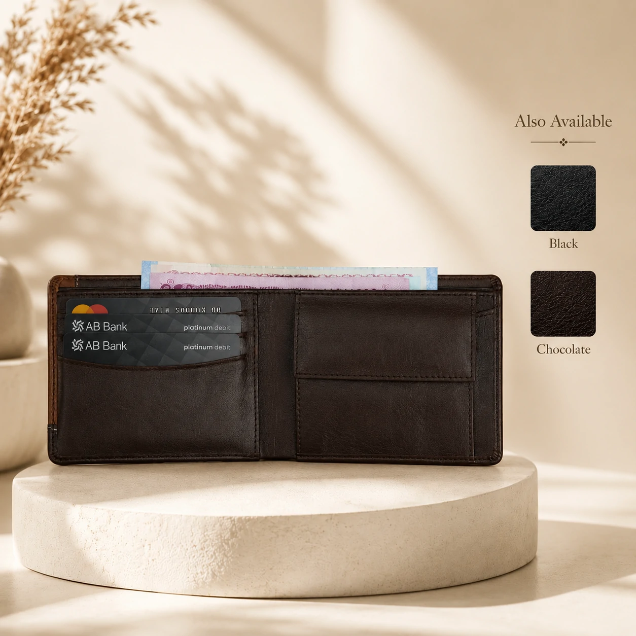 Zays Handcrafted Premium Leather Bifold Short Wallet - W109 - Image 9