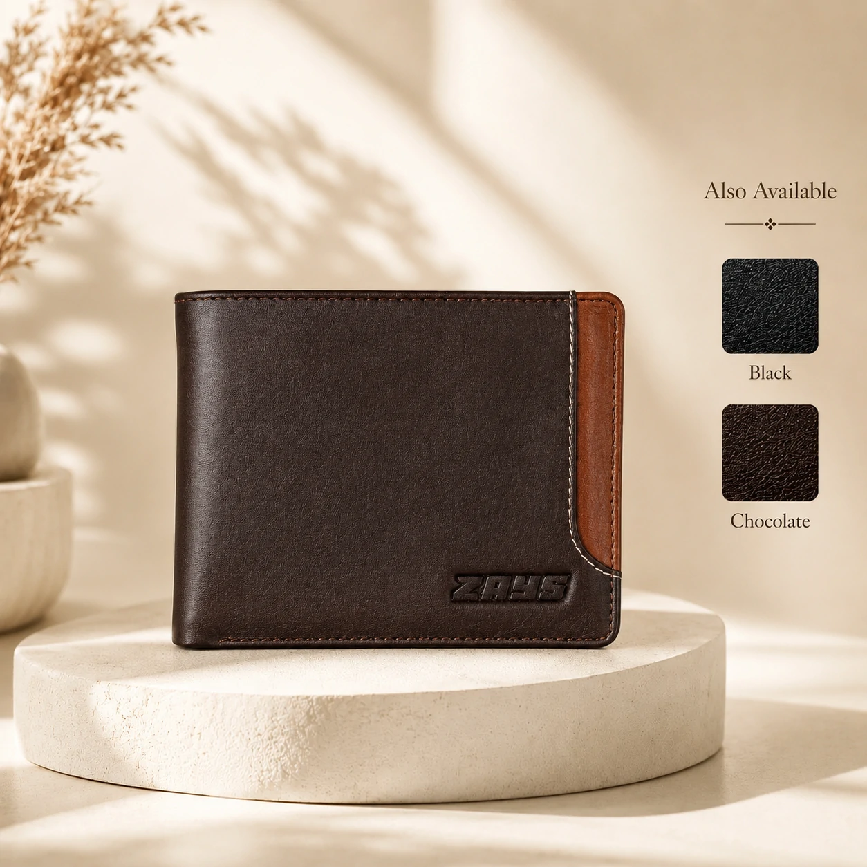Zays Handcrafted Premium Leather Bifold Short Wallet - W109 - Image 10