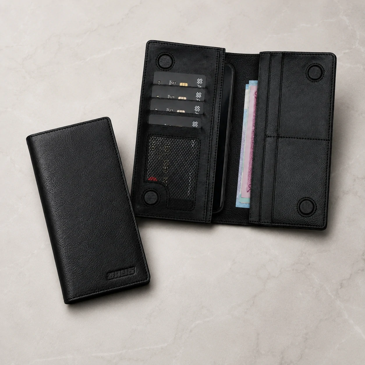 Zays Handcrafted Premium Eco-Friendly Leather Long Wallet for Mobile and Many things - W110 - Image 3