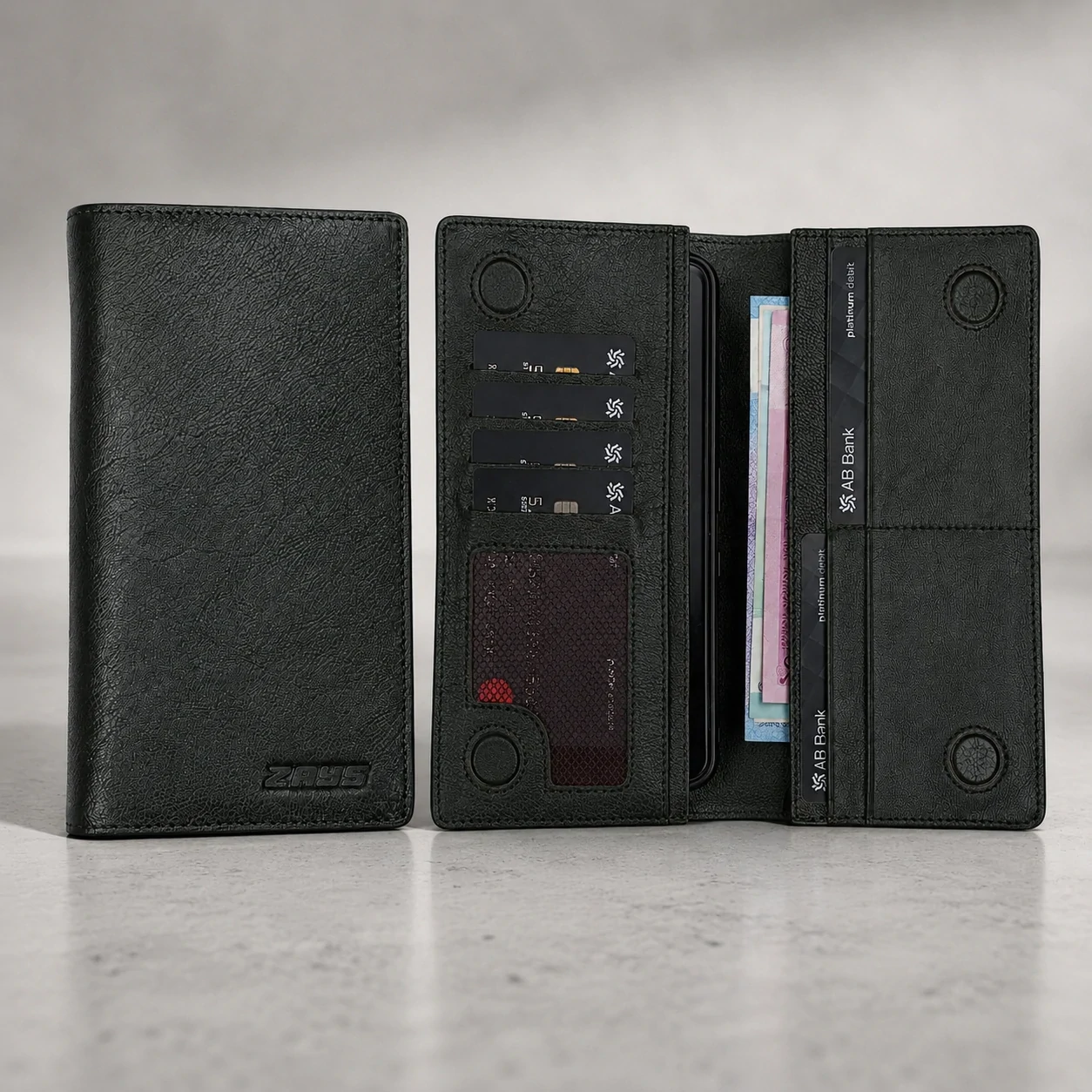 Zays Handcrafted Premium Eco-Friendly Leather Long Wallet for Mobile and Many things - W110 - Image 4