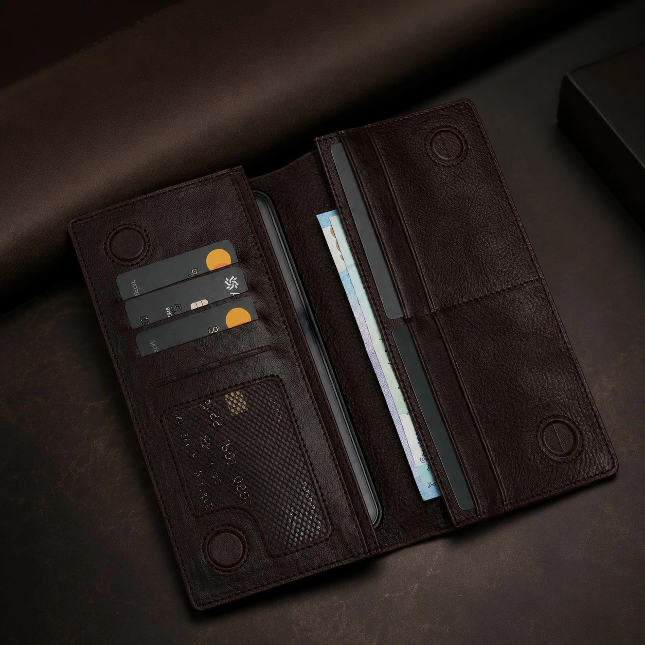 Zays Handcrafted Premium Eco-Friendly Leather Long Wallet for Mobile and Many things - W110 - Image 11