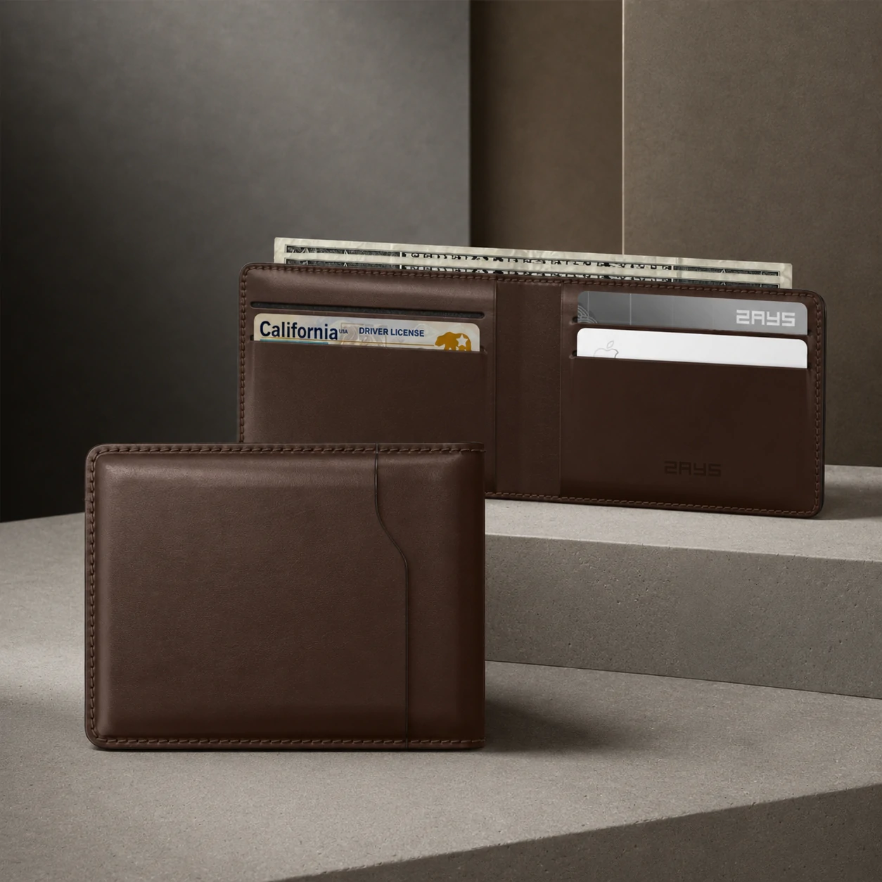 Zays Handcrafted Premium Leather Bifold Short Wallet - W111 - Image 25