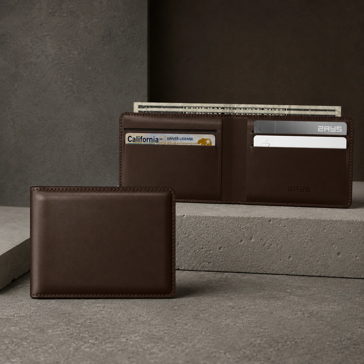 Zays Handcrafted Premium Leather Bifold Short Wallet - W111 - Image 3