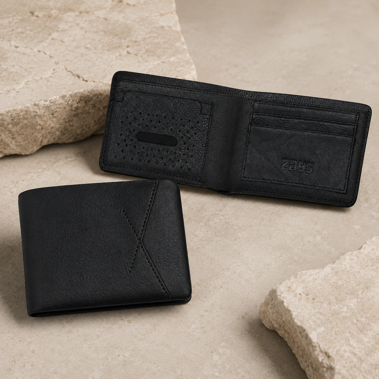 Zays Handcrafted Premium Leather Bifold Short Wallet - W112 - Image 2