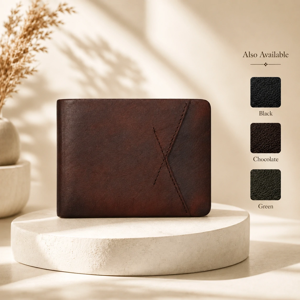 Zays Handcrafted Premium Leather Bifold Short Wallet - W112