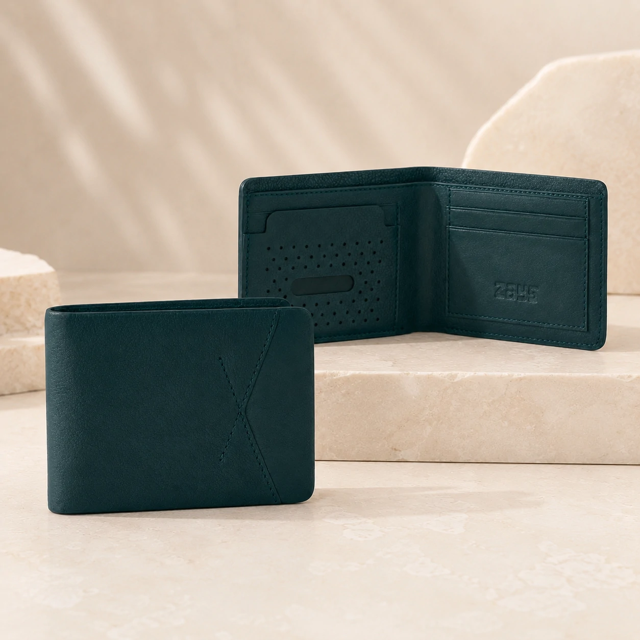 Zays Handcrafted Premium Leather Bifold Short Wallet - W112 - Image 3