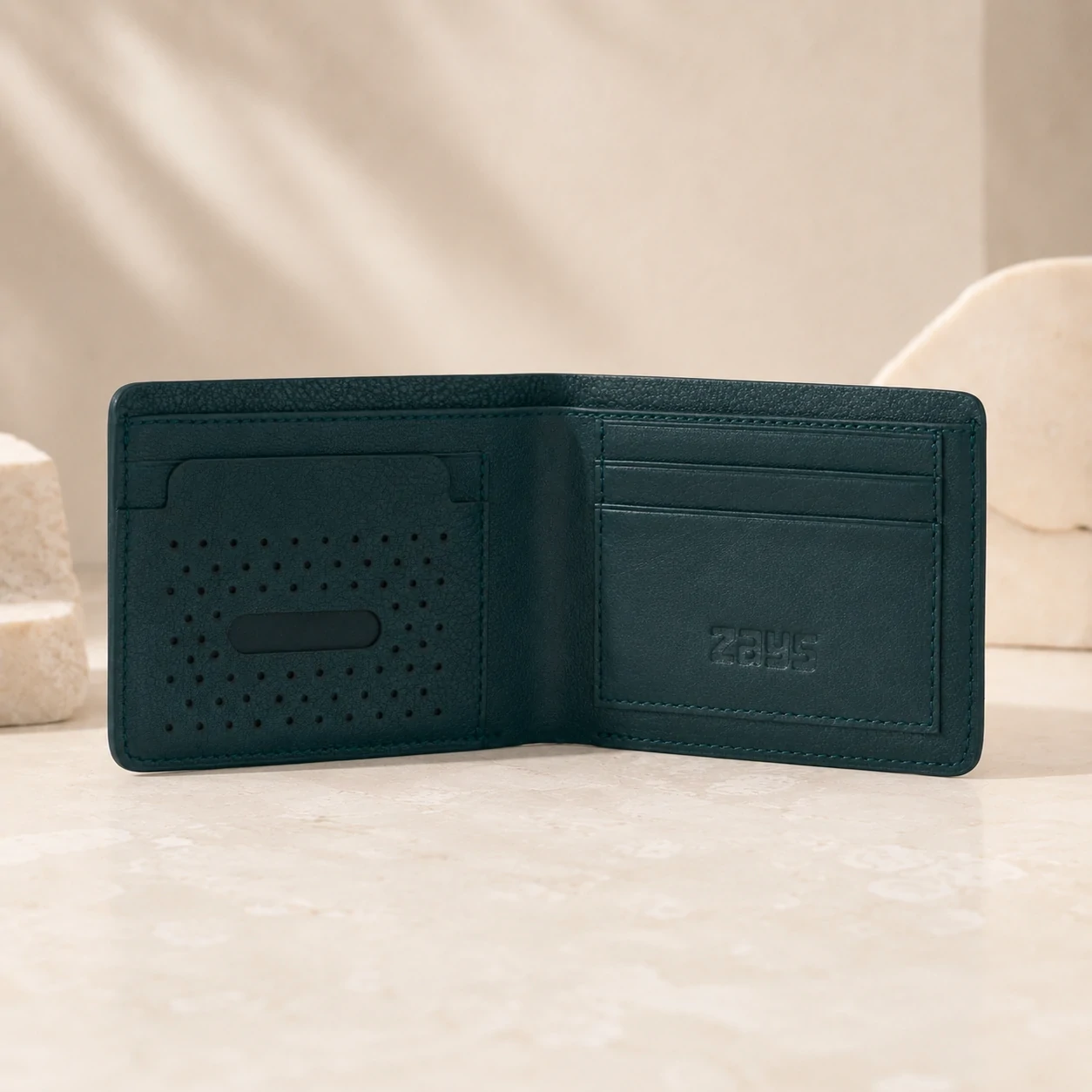 Zays Handcrafted Premium Leather Bifold Short Wallet - W112 - Image 14