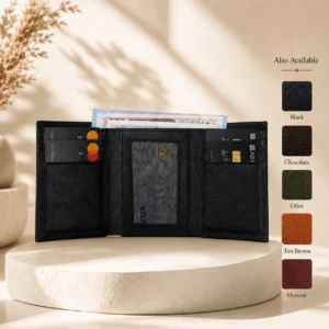 Zays Handcrafted Premium Leather Trifold Short Wallet - W113