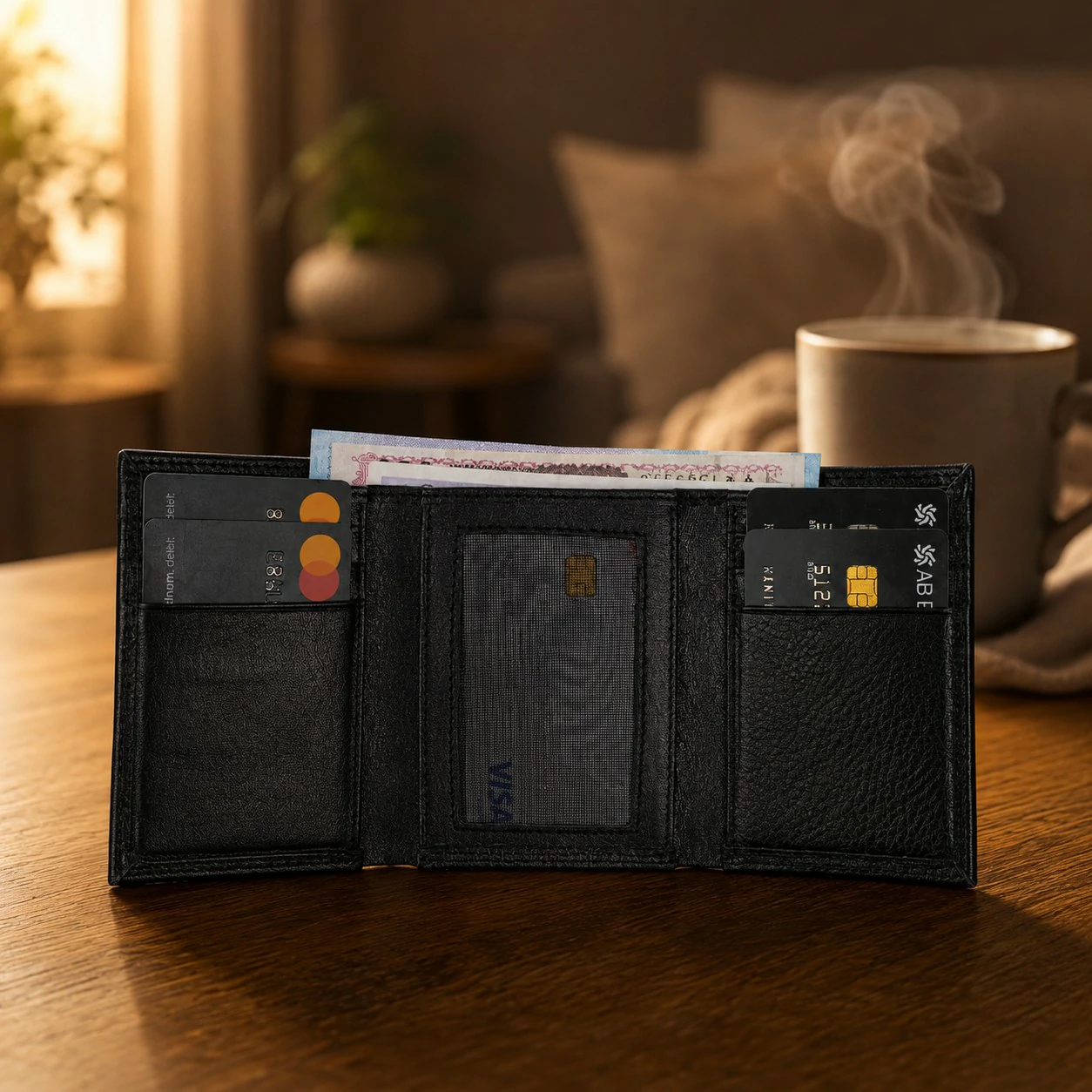 Zays Handcrafted Premium Leather Trifold Short Wallet - W113 - Image 5