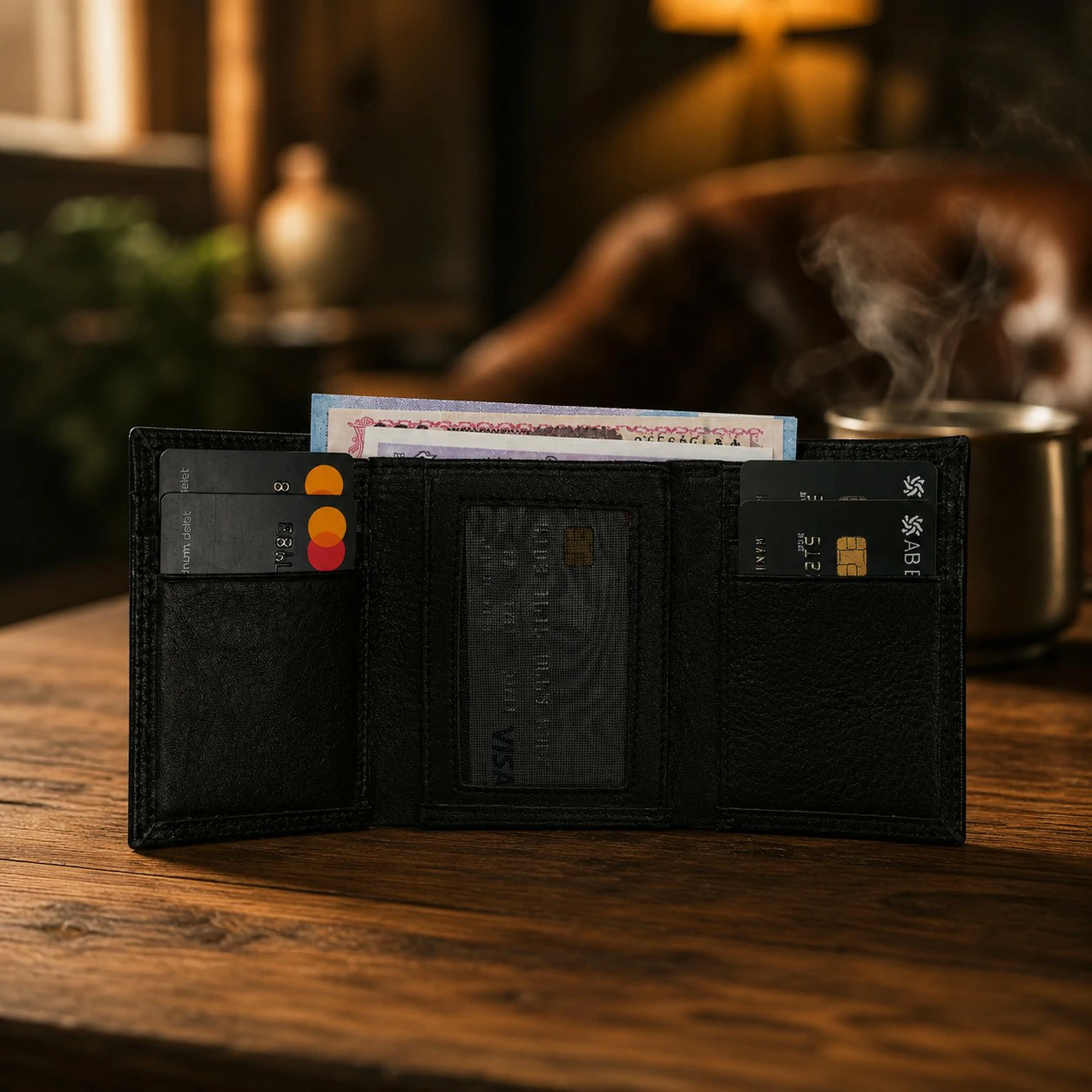 Zays Handcrafted Premium Leather Trifold Short Wallet - W113 - Image 9