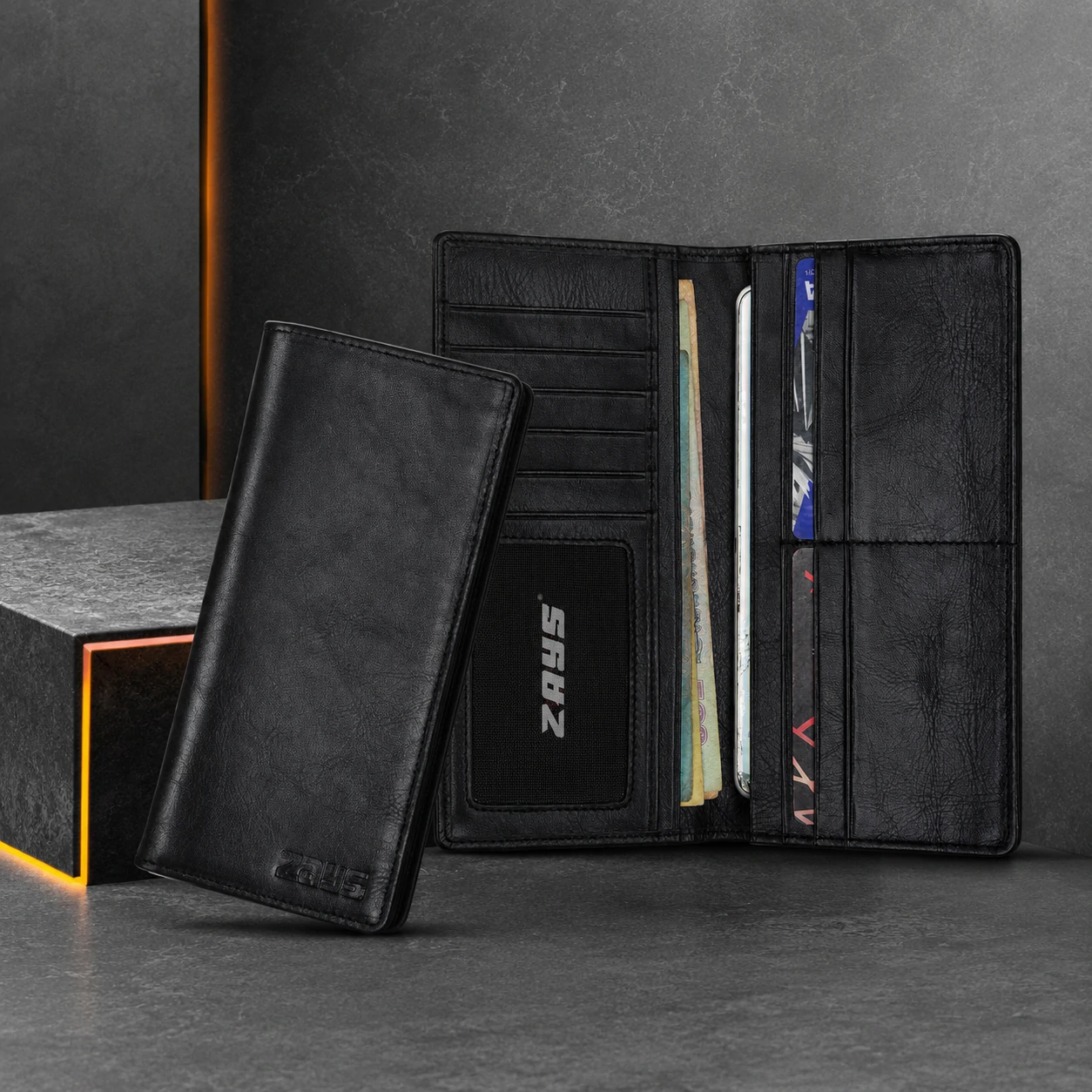 Zays Handcrafted Premium Eco-Friendly Leather Long Wallet for Mobile and Many things - W114 - Image 2