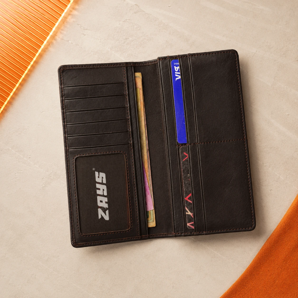 Zays Handcrafted Premium Eco-Friendly Leather Long Wallet for Mobile and Many things - W114 - Image 11