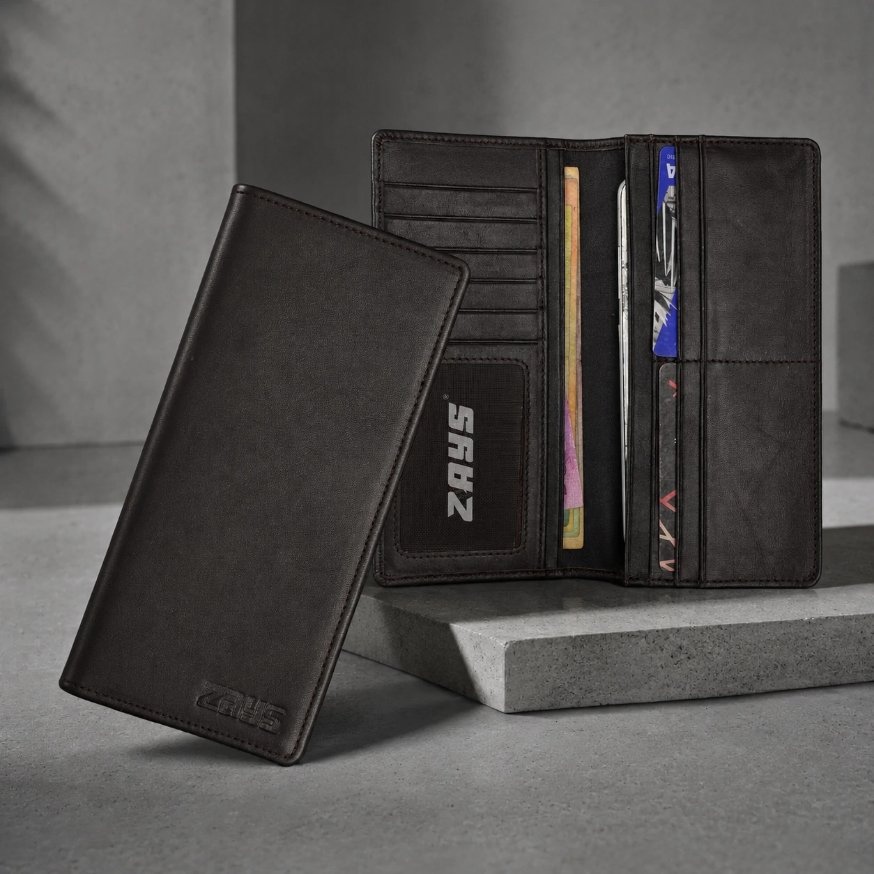 Zays Handcrafted Premium Eco-Friendly Leather Long Wallet for Mobile and Many things - W114 - Image 3