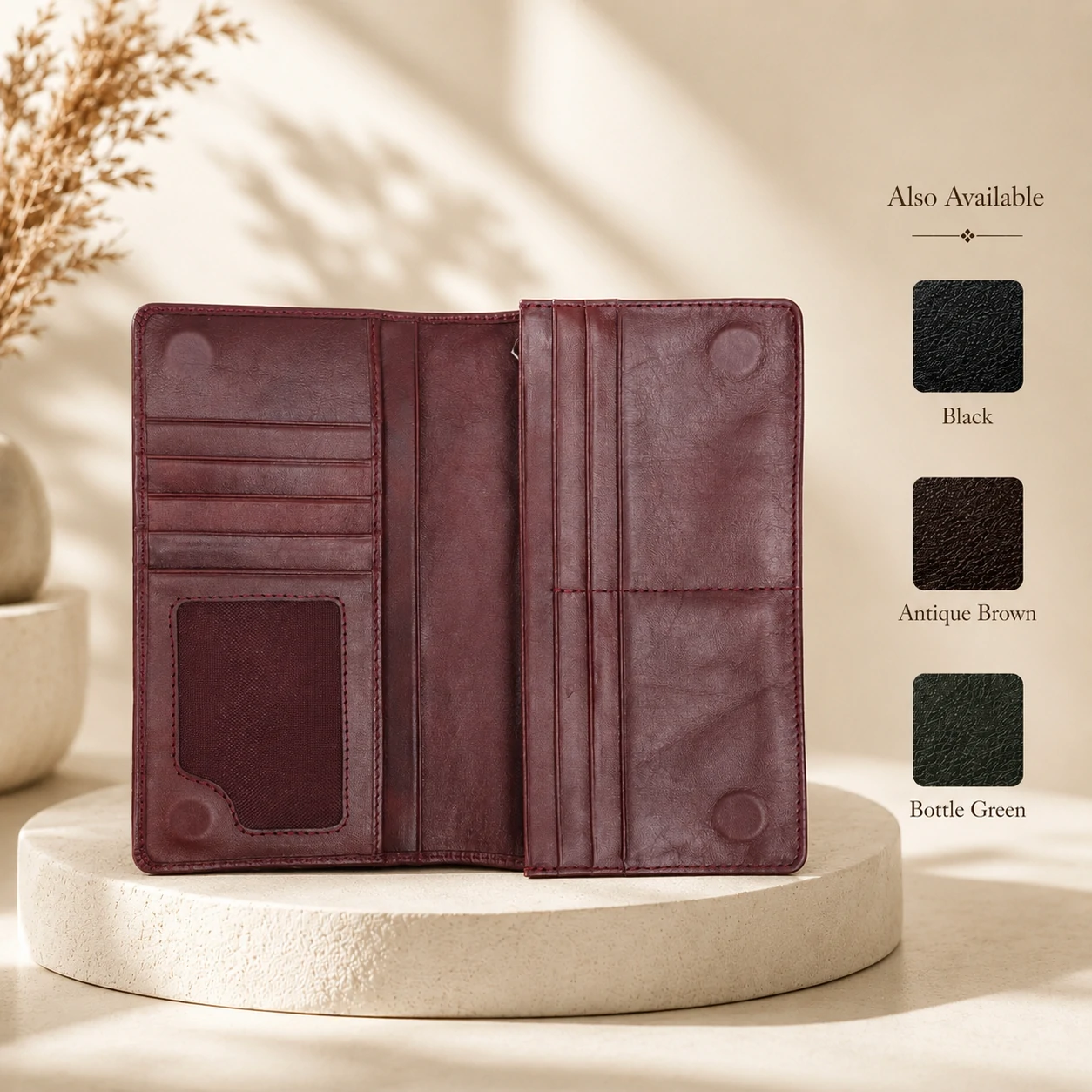 Zays Handcrafted Premium Eco-Friendly Leather Long Wallet for Mobile and Many things - W115