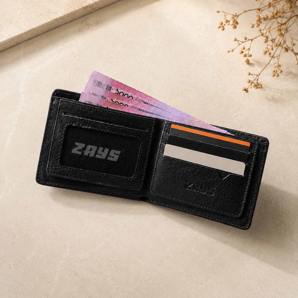 Zays Handcrafted Premium Leather Bifold Short Wallet - W117 - Image 6