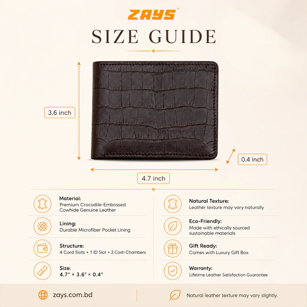 Zays Handcrafted Premium Leather Bifold Short Wallet - W117 - Image 4