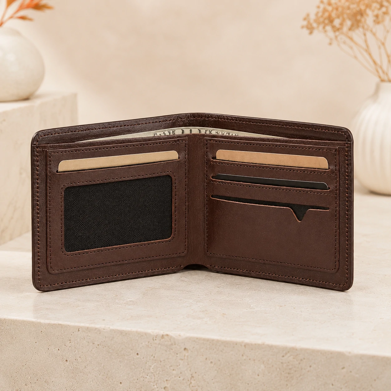 Zays Handcrafted Premium Leather Bifold Short Wallet - W117 - Image 10