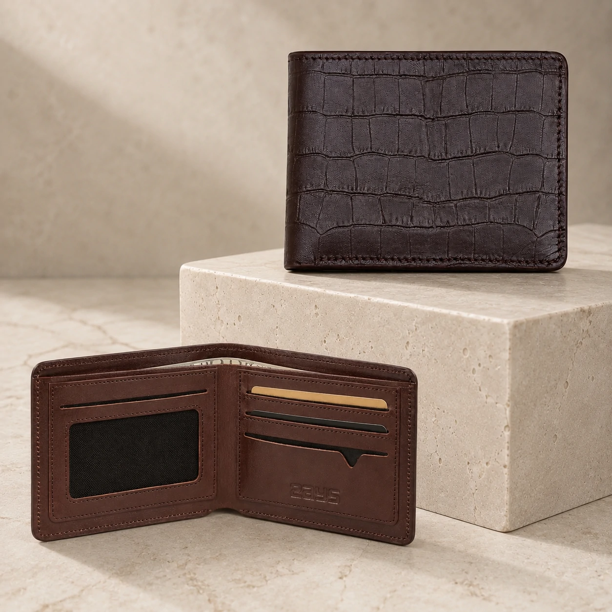 Zays Handcrafted Premium Leather Bifold Short Wallet - W117 - Image 3
