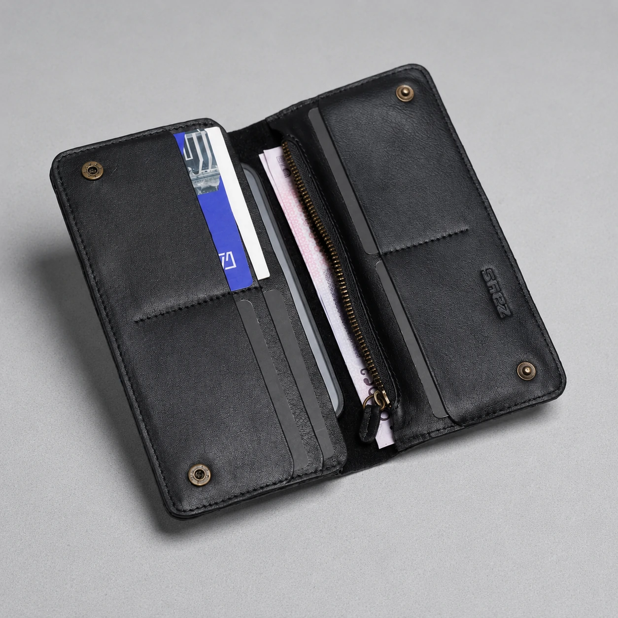Zays Handcrafted Premium Eco-Friendly Leather Long Wallet for Mobile and Many things - W118 - Image 5