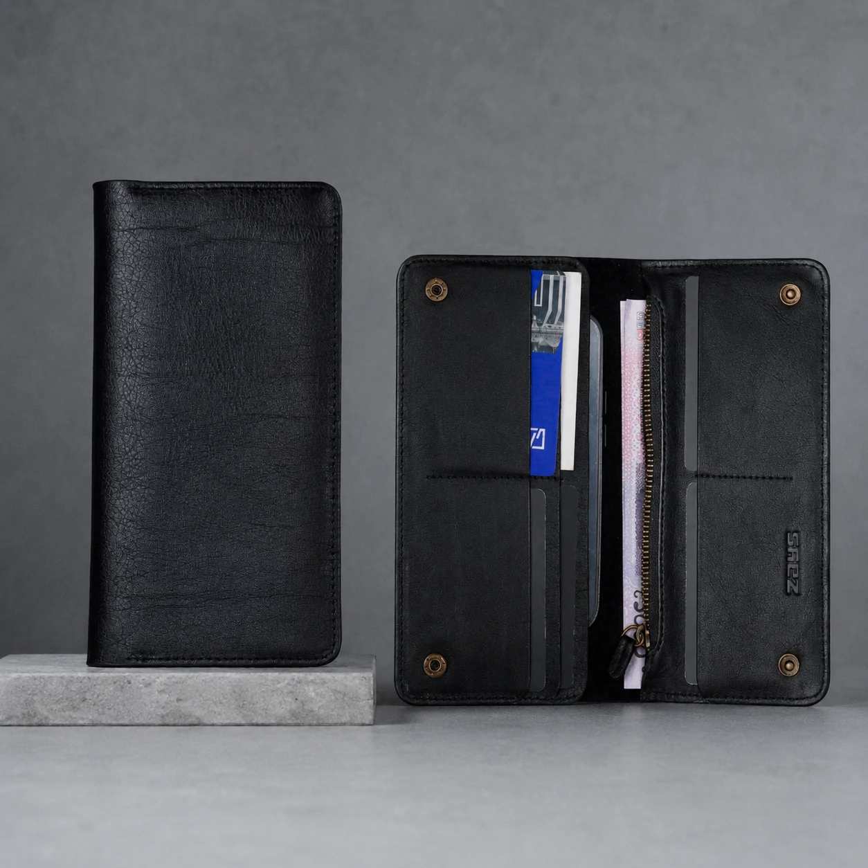 Zays Handcrafted Premium Eco-Friendly Leather Long Wallet for Mobile and Many things - W118 - Image 2