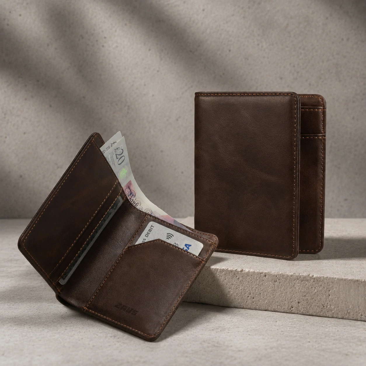 Zays Handcrafted Premium Leather Bifold Short Wallet - W119 - Image 2