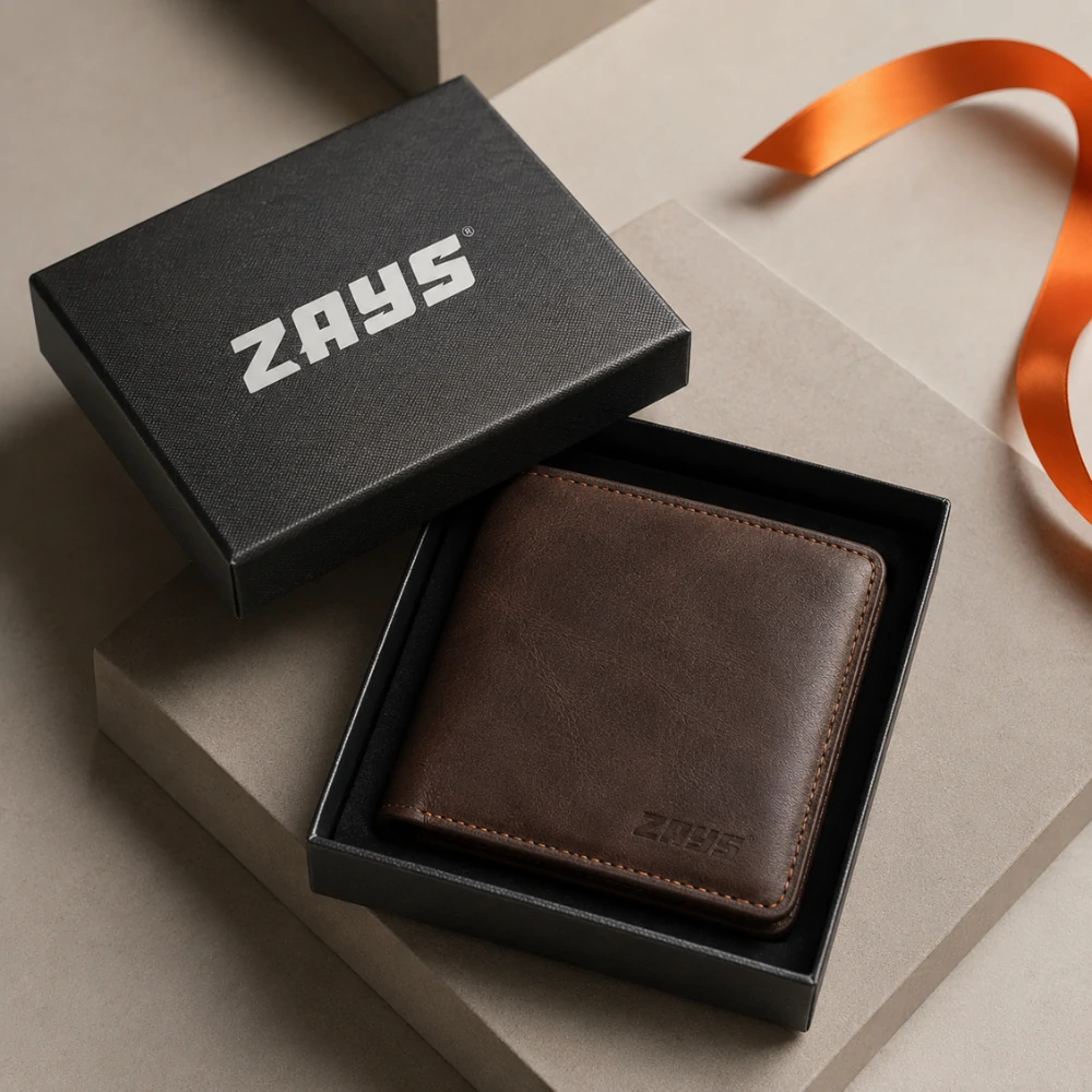 Zays Handcrafted Premium Leather Bifold Short Wallet - W119 - Image 7