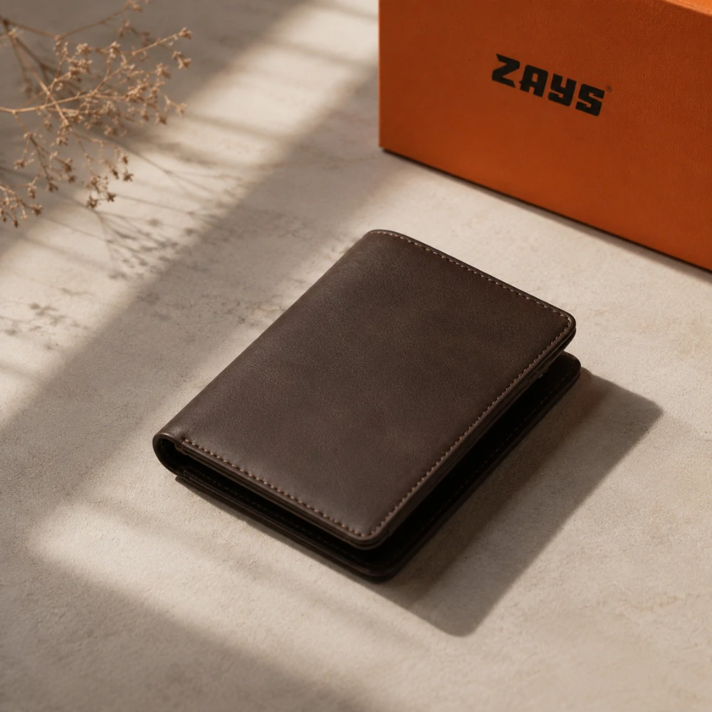 Zays Handcrafted Premium Leather Bifold Short Wallet - W119 - Image 6