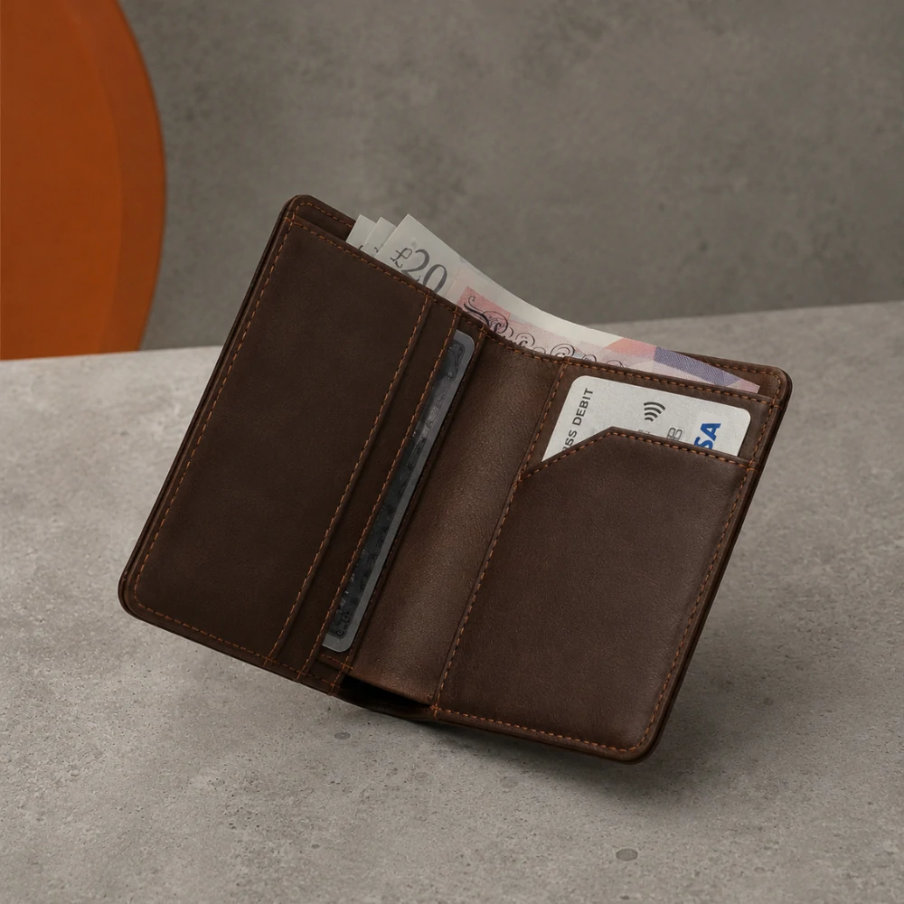 Zays Handcrafted Premium Leather Bifold Short Wallet - W119 - Image 12