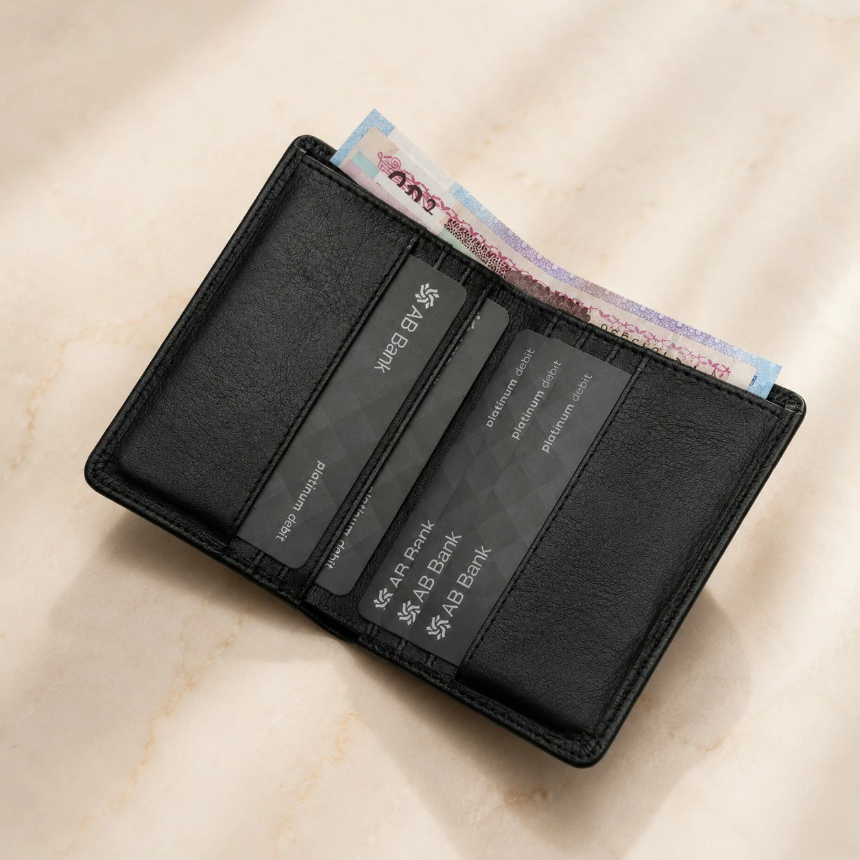 Zays Handcrafted Premium Leather Super Slim Card Holder Mini Wallet - W120 - Image 6