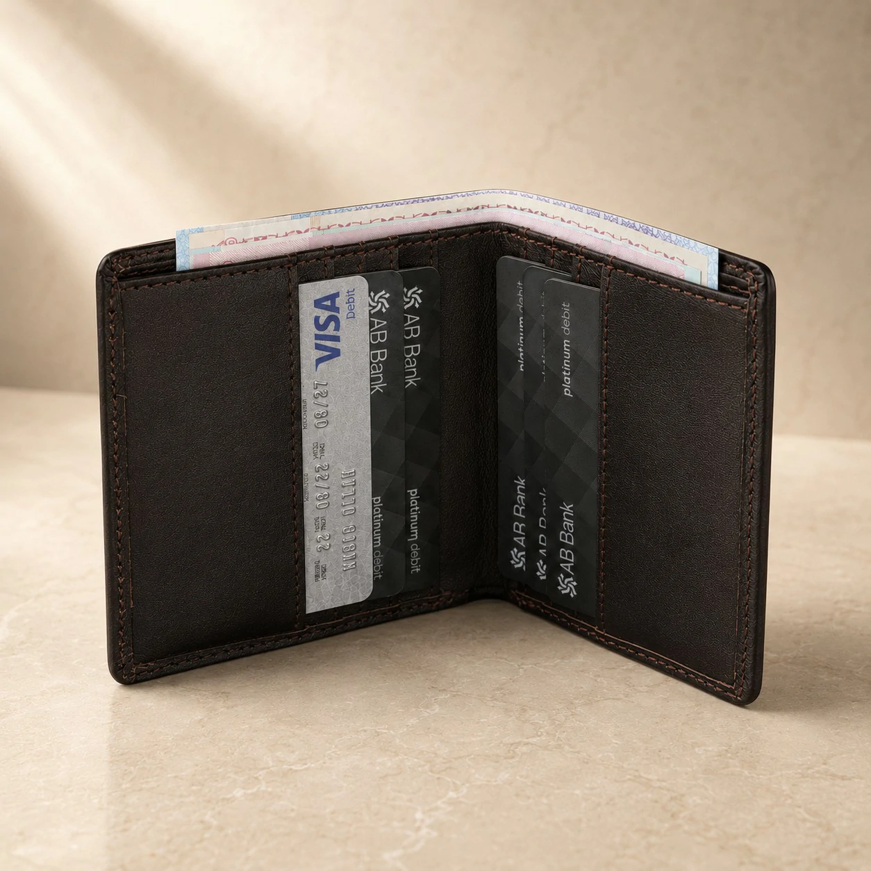 Zays Handcrafted Premium Leather Super Slim Card Holder Mini Wallet - W120 - Image 9