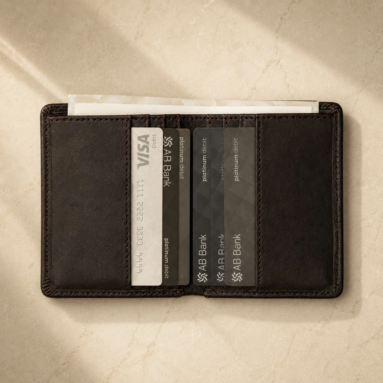 Zays Handcrafted Premium Leather Super Slim Card Holder Mini Wallet - W120 - Image 11