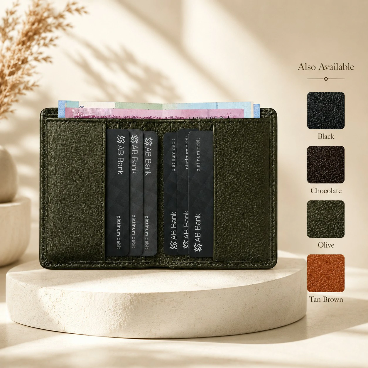 Zays Handcrafted Premium Leather Super Slim Card Holder Mini Wallet - W120