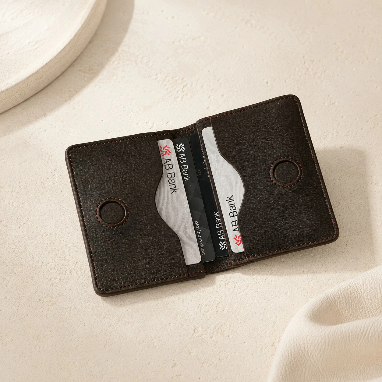 Zays Premium Eco-Friendly Leather Magnetic Card Holder Mini Wallet (CW127-Chocolate) - Image 4