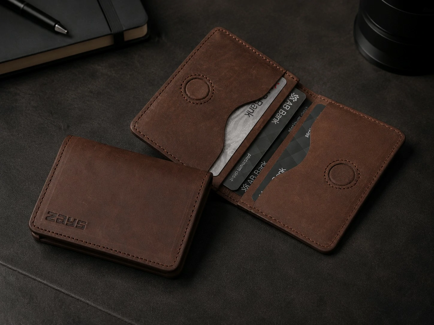 Zays Premium Eco-Friendly Leather Magnetic Card Holder Mini Wallet (CW128-Oil Pull Up) - Image 4