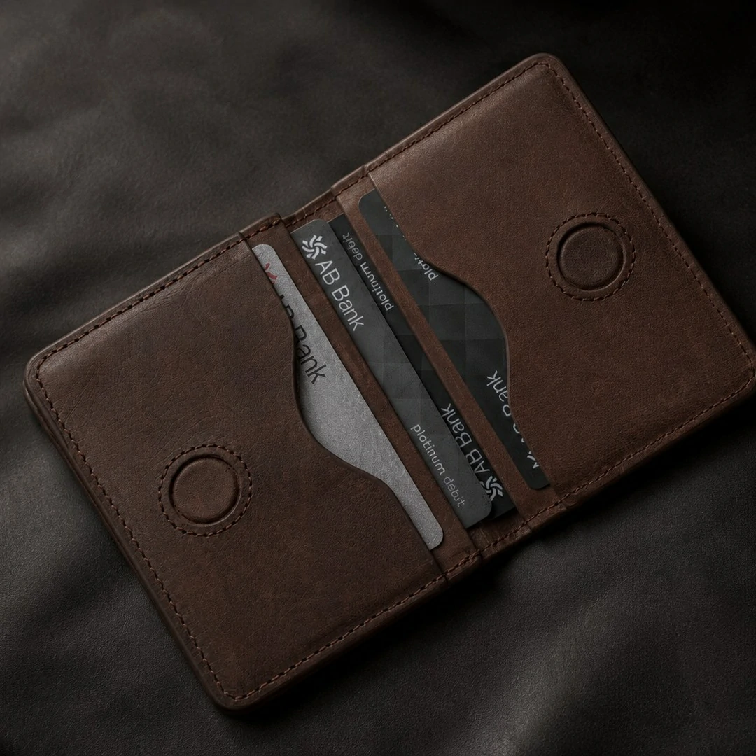 Zays Premium Eco-Friendly Leather Magnetic Card Holder Mini Wallet (CW128-Oil Pull Up) - Image 3
