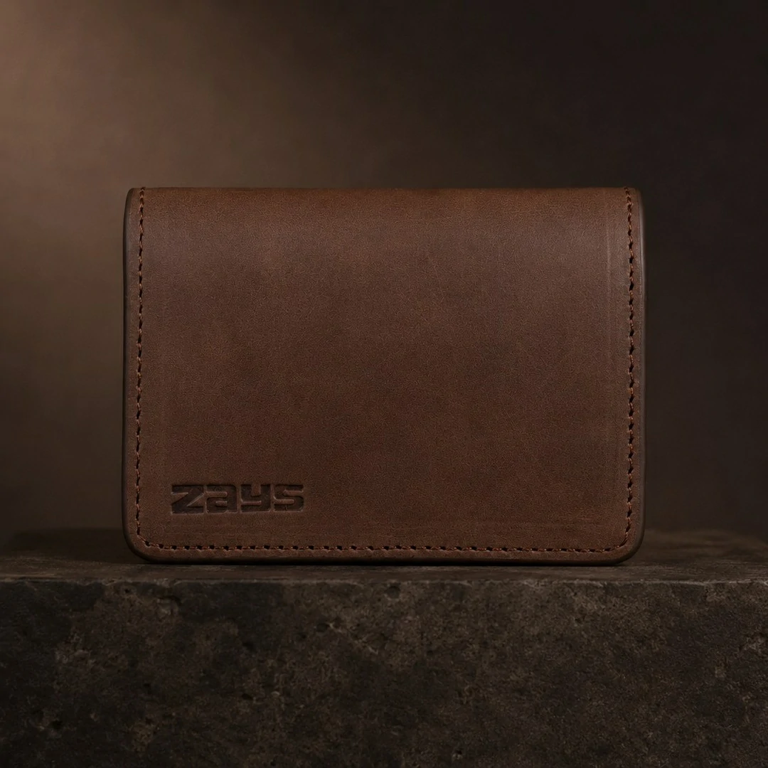 Zays Premium Eco-Friendly Leather Magnetic Card Holder Mini Wallet (CW128-Oil Pull Up) - Image 2