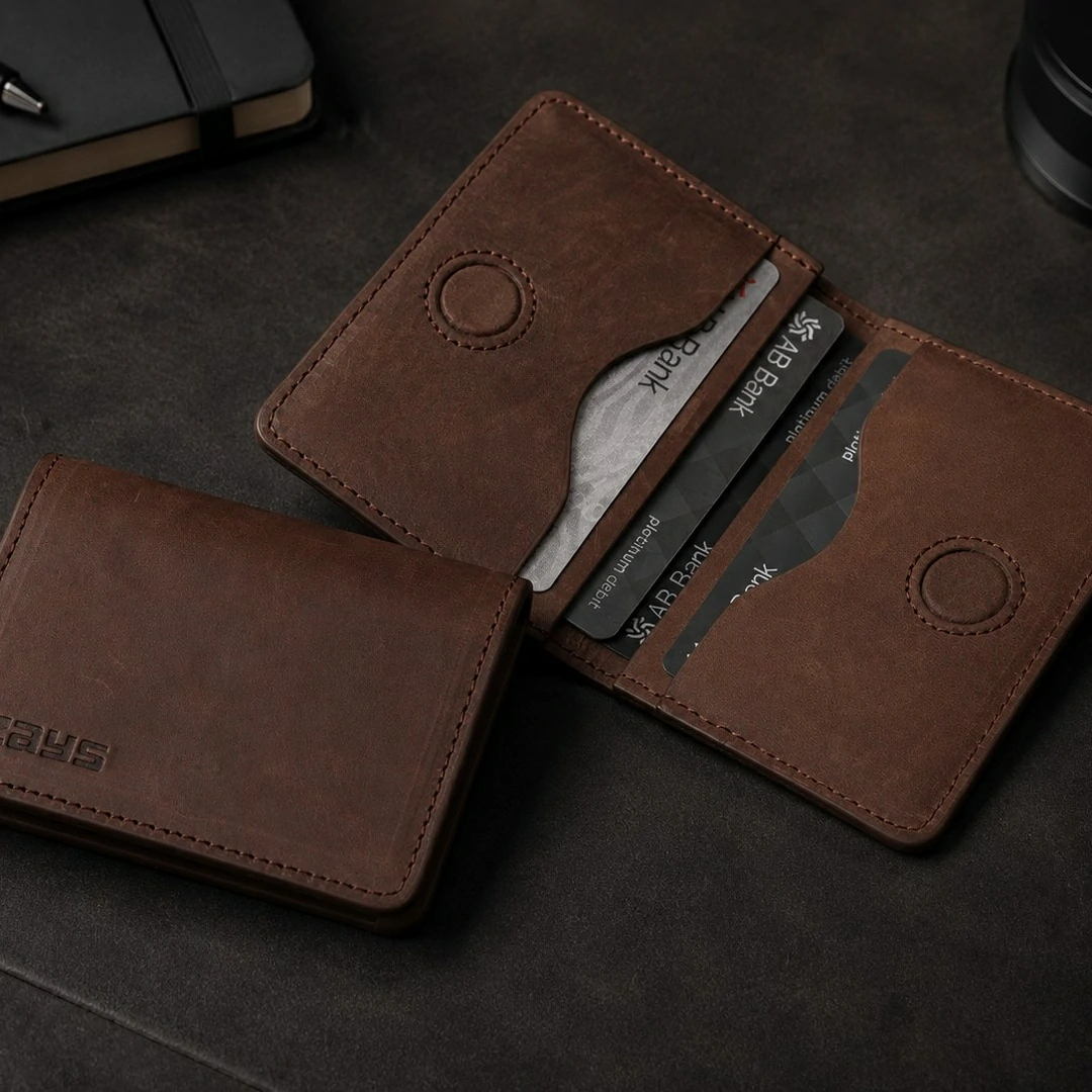 Zays Premium Eco-Friendly Leather Magnetic Card Holder Mini Wallet (CW128-Oil Pull Up) - Image 16
