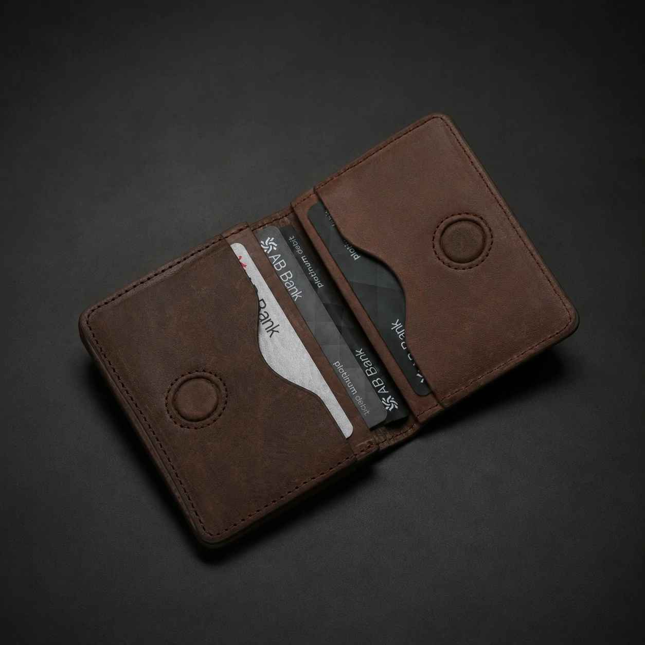Zays Premium Eco-Friendly Leather Magnetic Card Holder Mini Wallet (CW128-Oil Pull Up) - Image 15