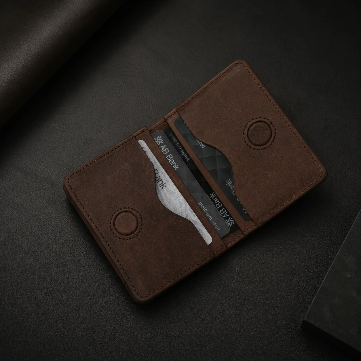 Zays Premium Eco-Friendly Leather Magnetic Card Holder Mini Wallet (CW128-Oil Pull Up) - Image 11