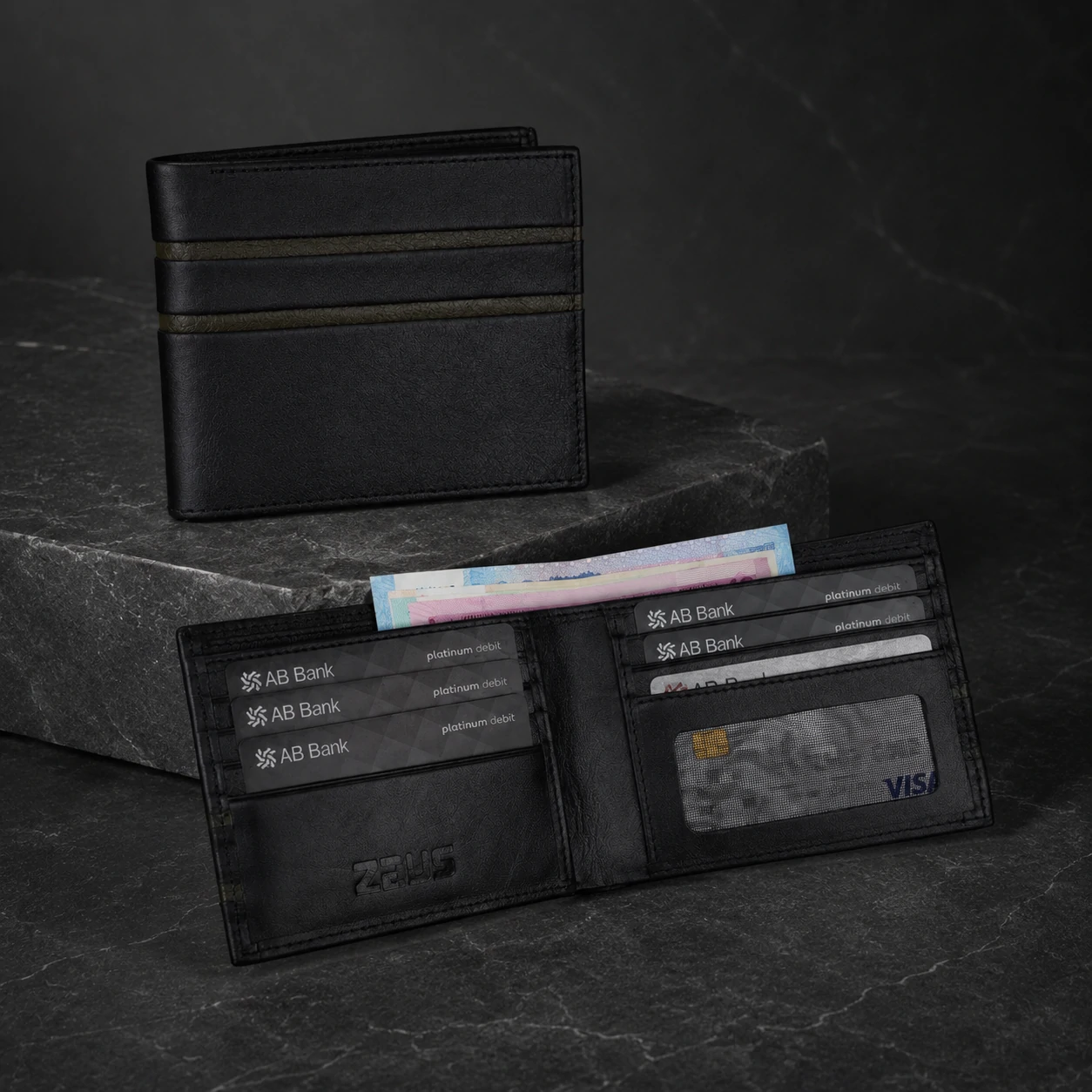 Zays Handcrafted Premium Leather Bifold Short Wallet - W122 - Image 2