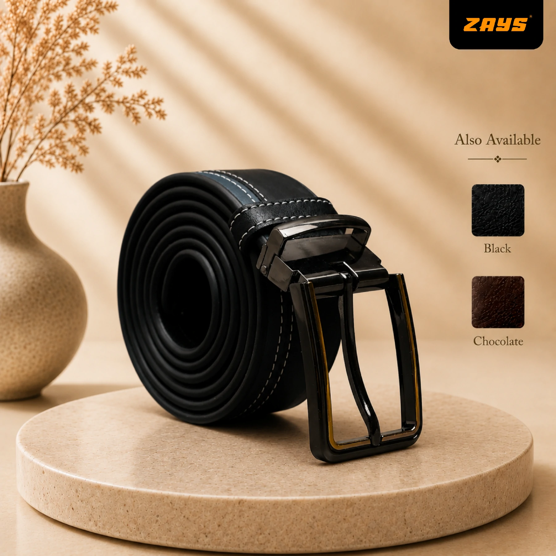 Zays Handcrafted Genuine Leather Belt for Men – Premium Quality, Adjustable, Stylish & Durable (BC106-Limited Edition)