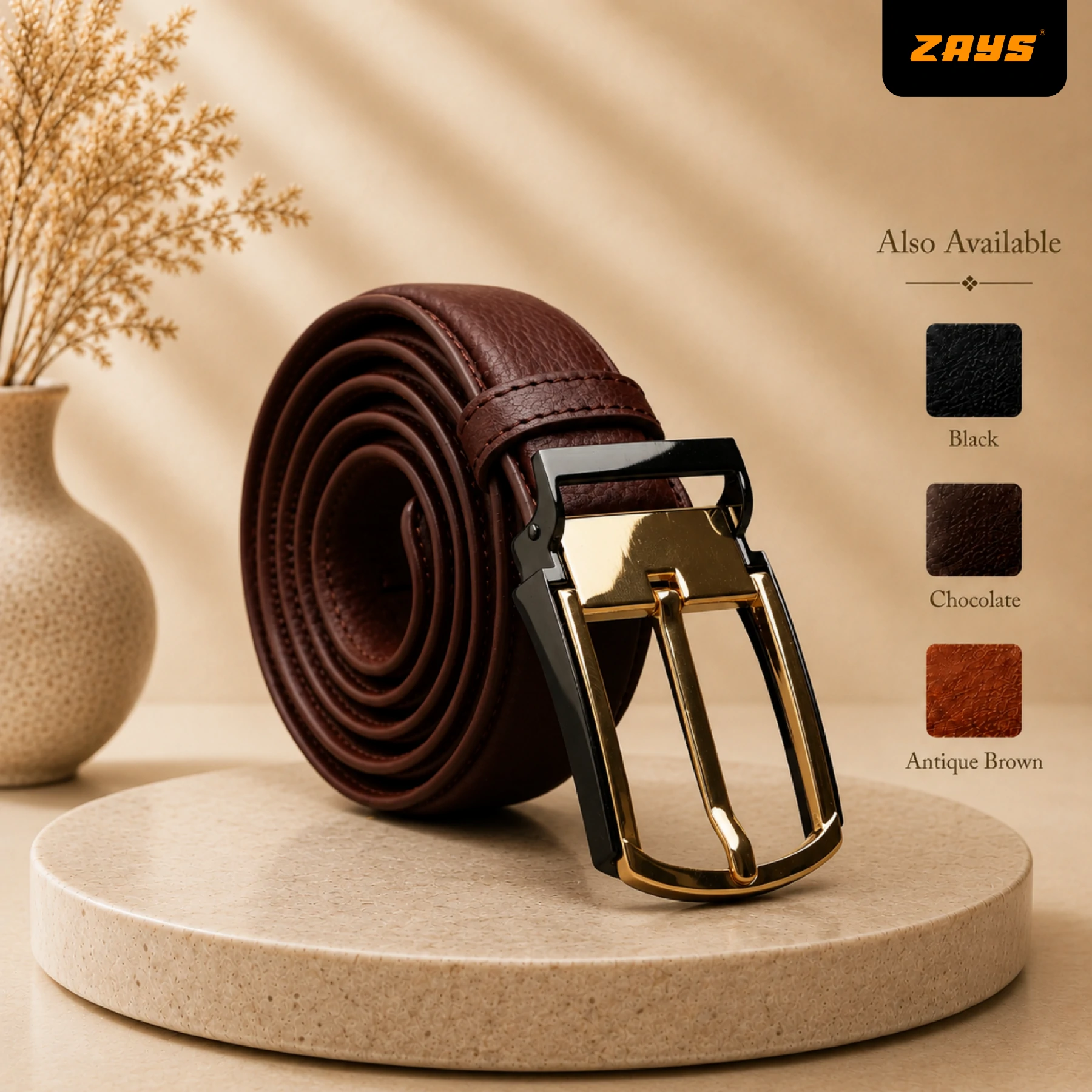 Zays Handcrafted Genuine Leather Belt for Men – Premium Quality, Adjustable, Stylish & Durable (BC150-Limited Edition)