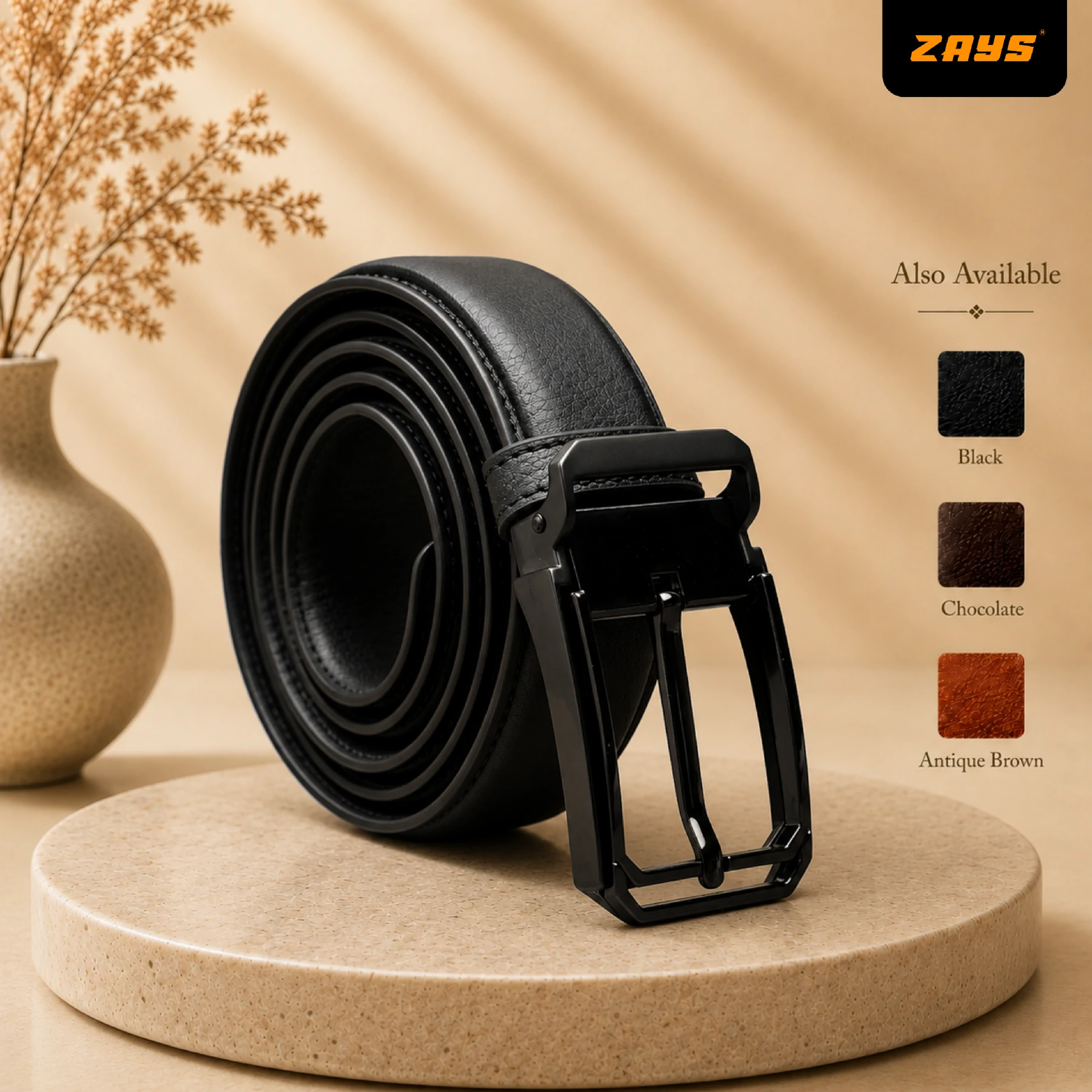 Zays Handcrafted Genuine Leather Belt for Men – Premium Quality, Adjustable, Stylish & Durable (BC151-Limited Edition)