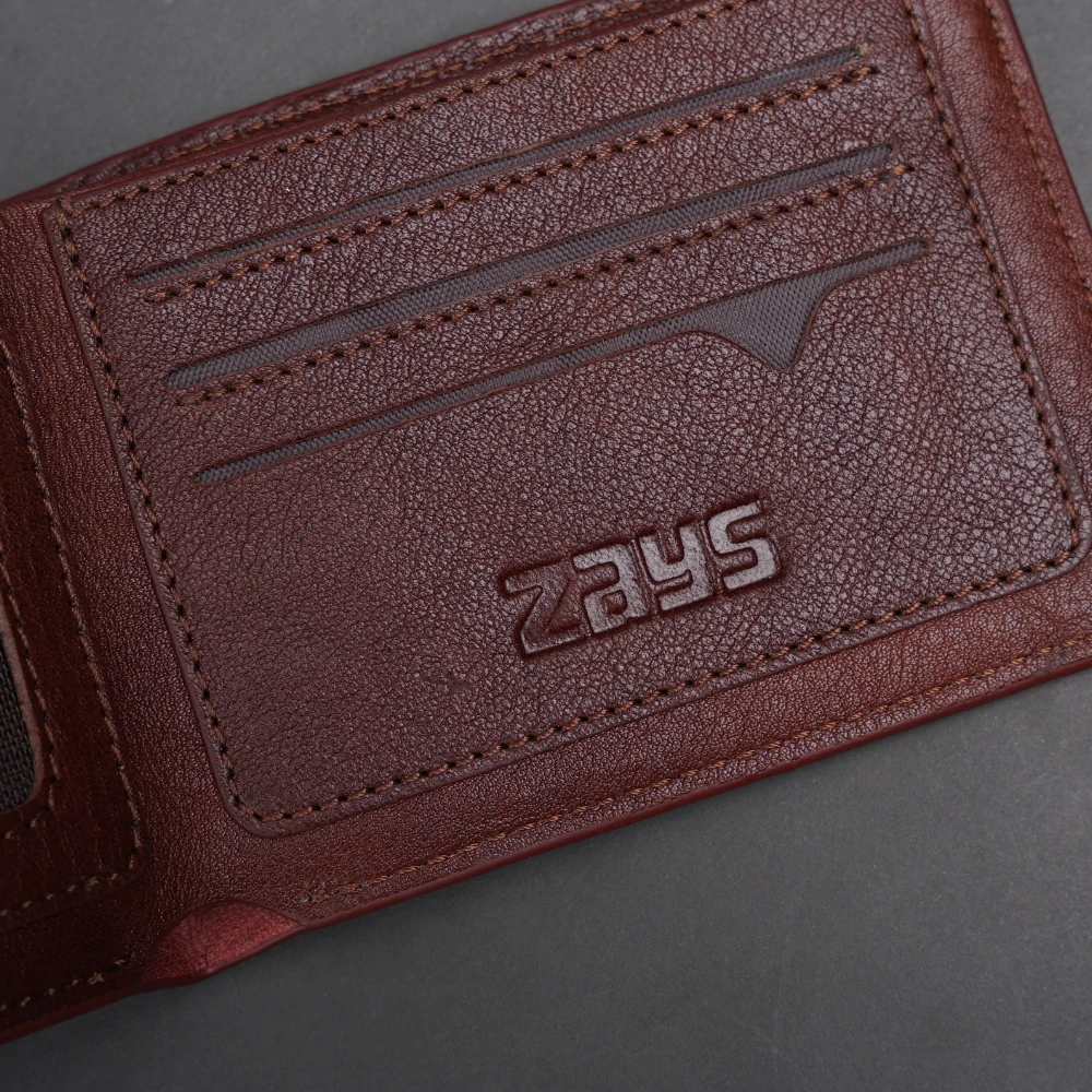 Zays Handcrafted Premium Leather Bifold Short Wallet - W123 - Image 11
