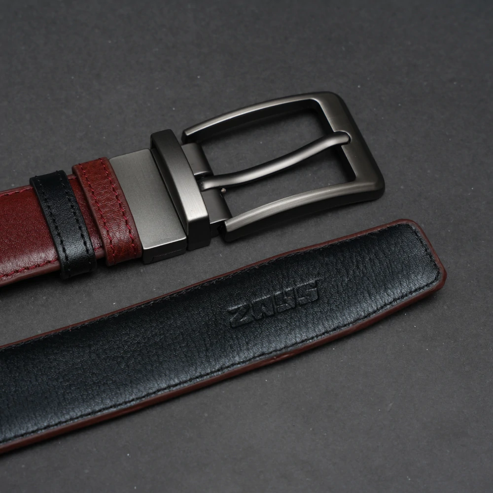 Zays Reversible Pin Buckle Leather Belt for Men - BC155