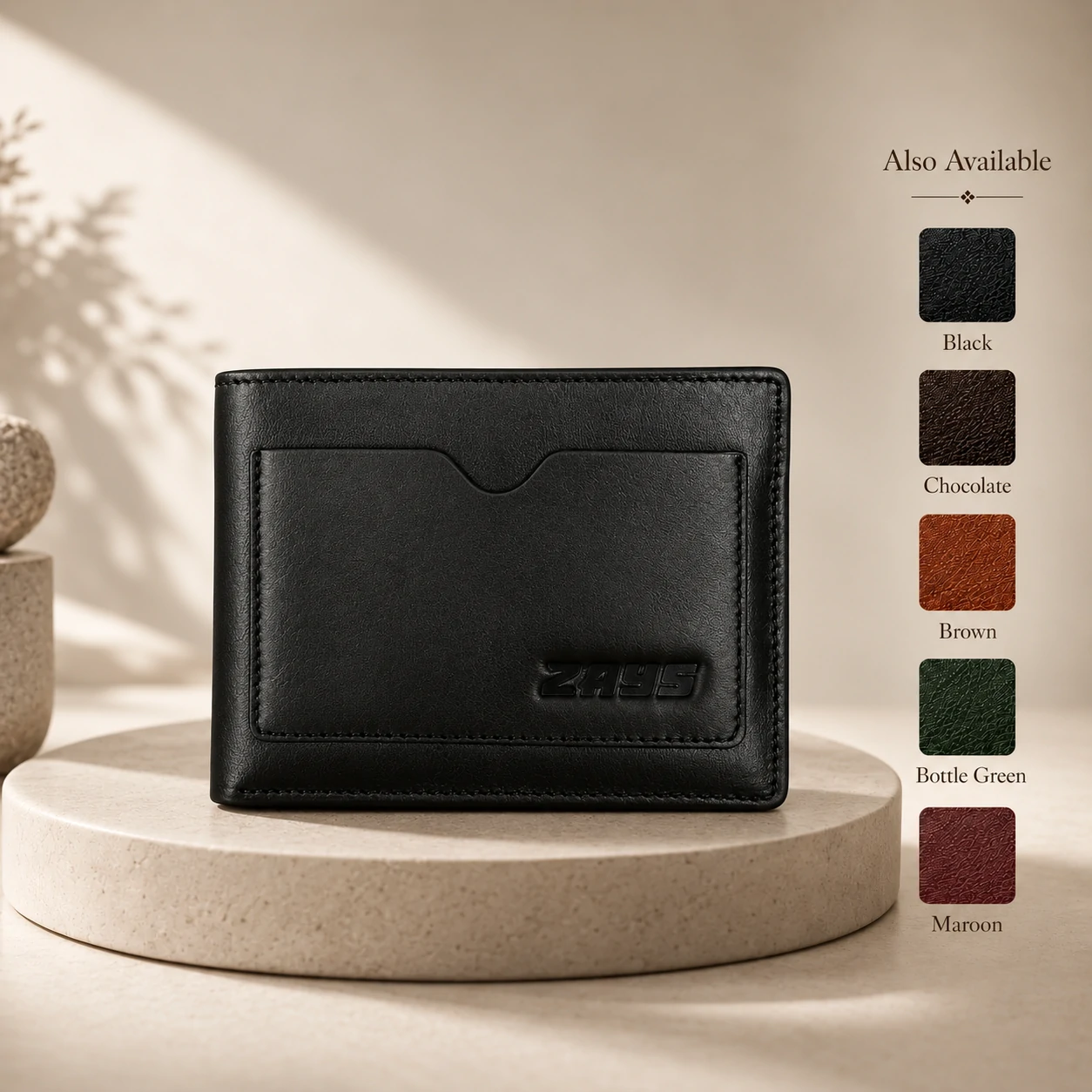 Zays Handcrafted Premium Leather Bifold Short Wallet – W124