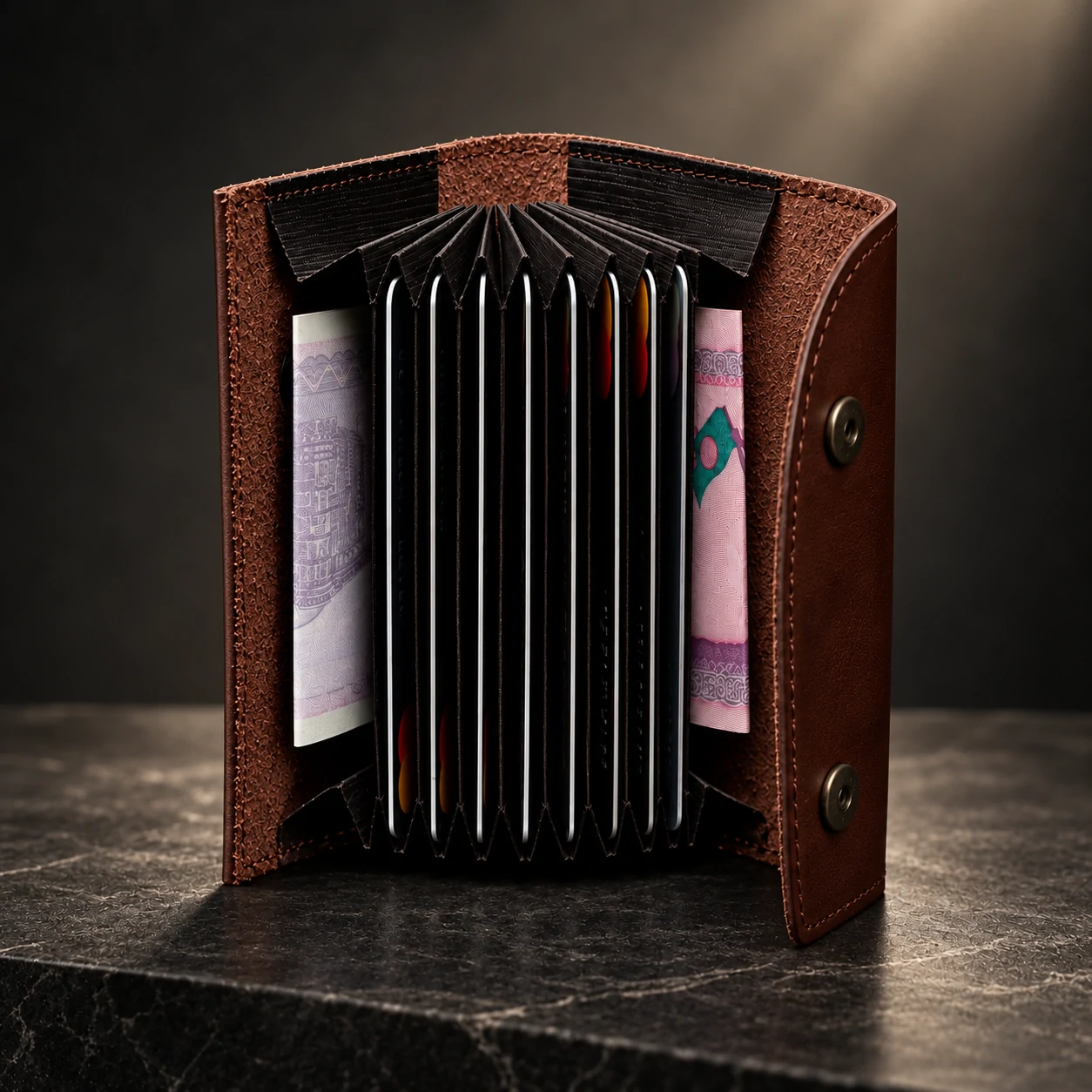 Zays Premium Crazy Horse Genuine Leather Card Holder – Multi-Card Wallet with Cash Pockets - LEW102 (Limited Edition) - Image 7