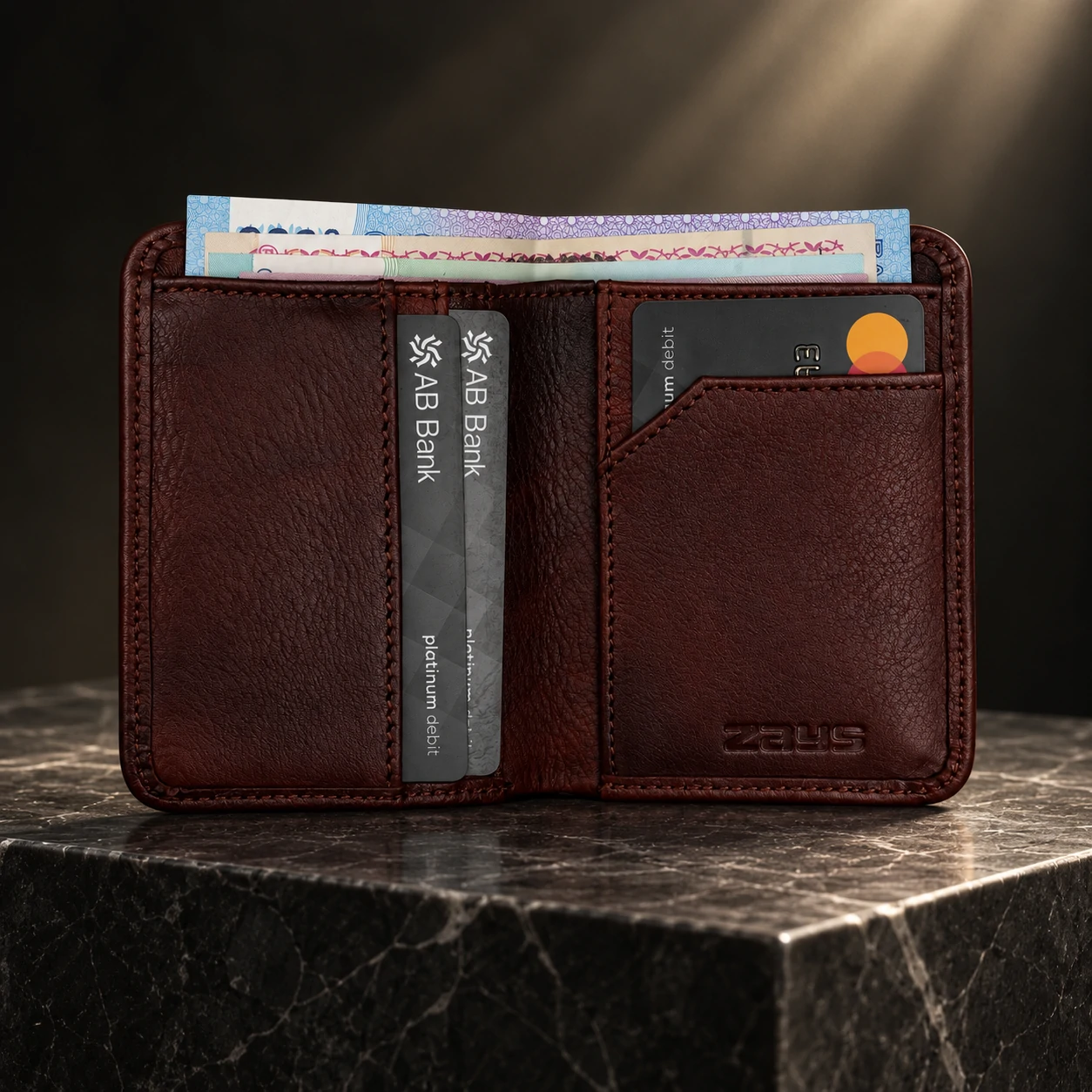 Zays Premium Genuine Leather Short Wallet for Men – Slim Bifold Wallet with Card Holder - LEW104 (Limited Edition) - Image 2